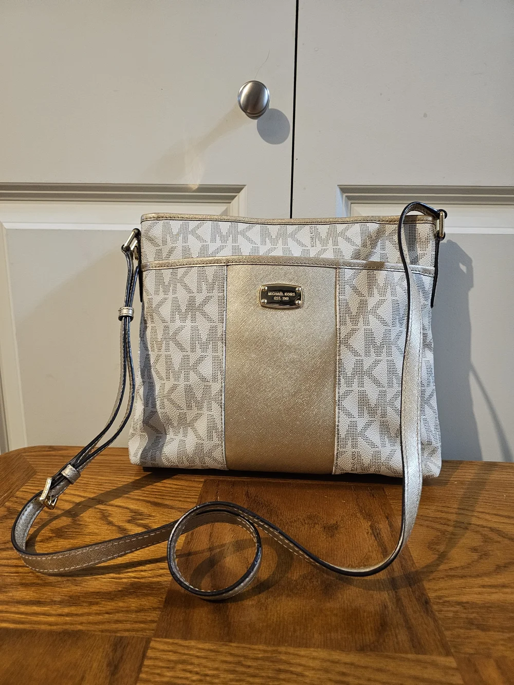 Michael Kors Metallic Ivory Crossbody Bag